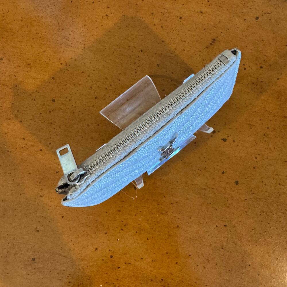 Saint Laurent Cassandra Leather Coin Purse Wallet Gray - Authentic YSL - Picture 3 of 13